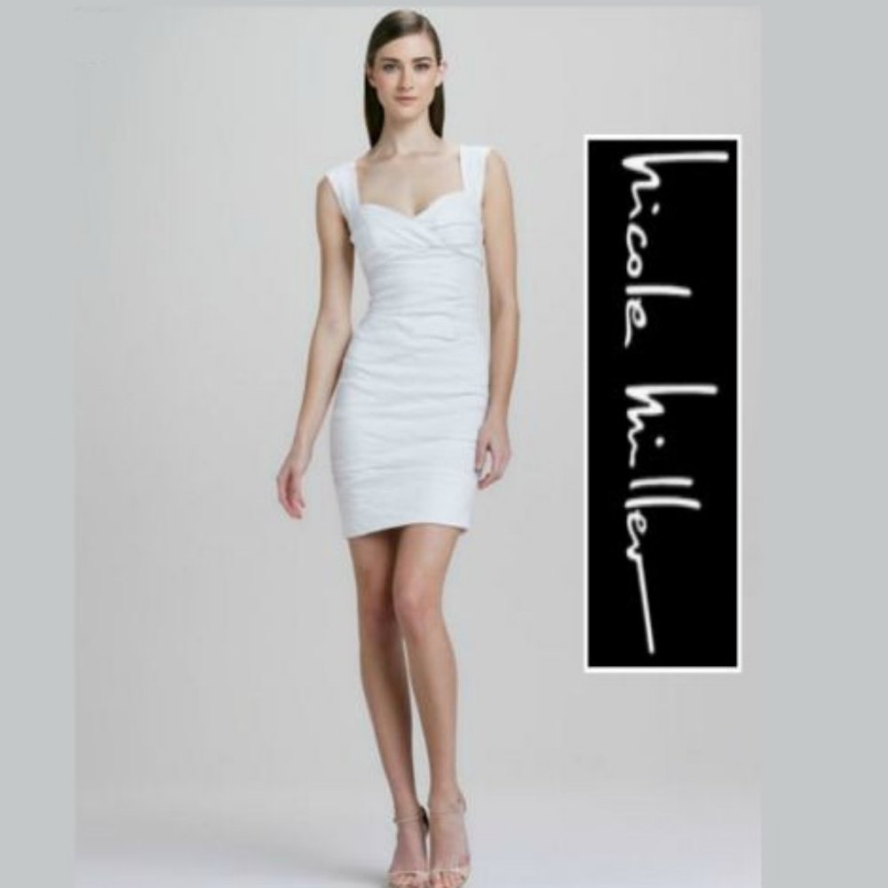 Nicole Miller White Midi Cocktail Dress